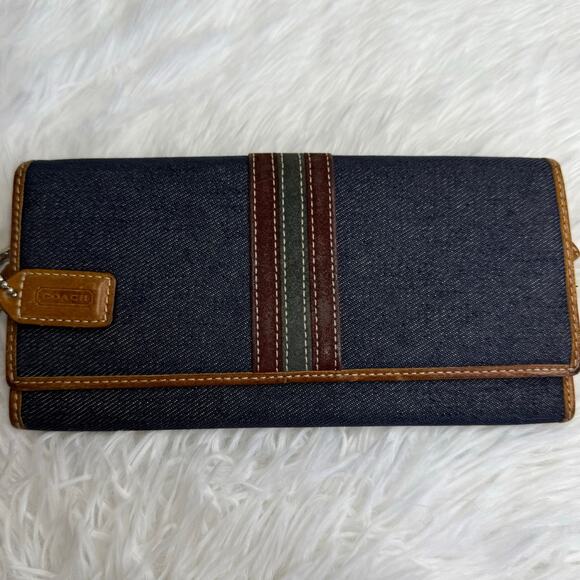 Vintage COACH y2k Denim Wallet Wristlet - Picture 1 of 12